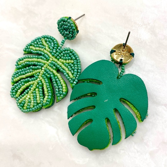 J. Crew Vibrant Green Leaf Earrings - Picture 3 of 3